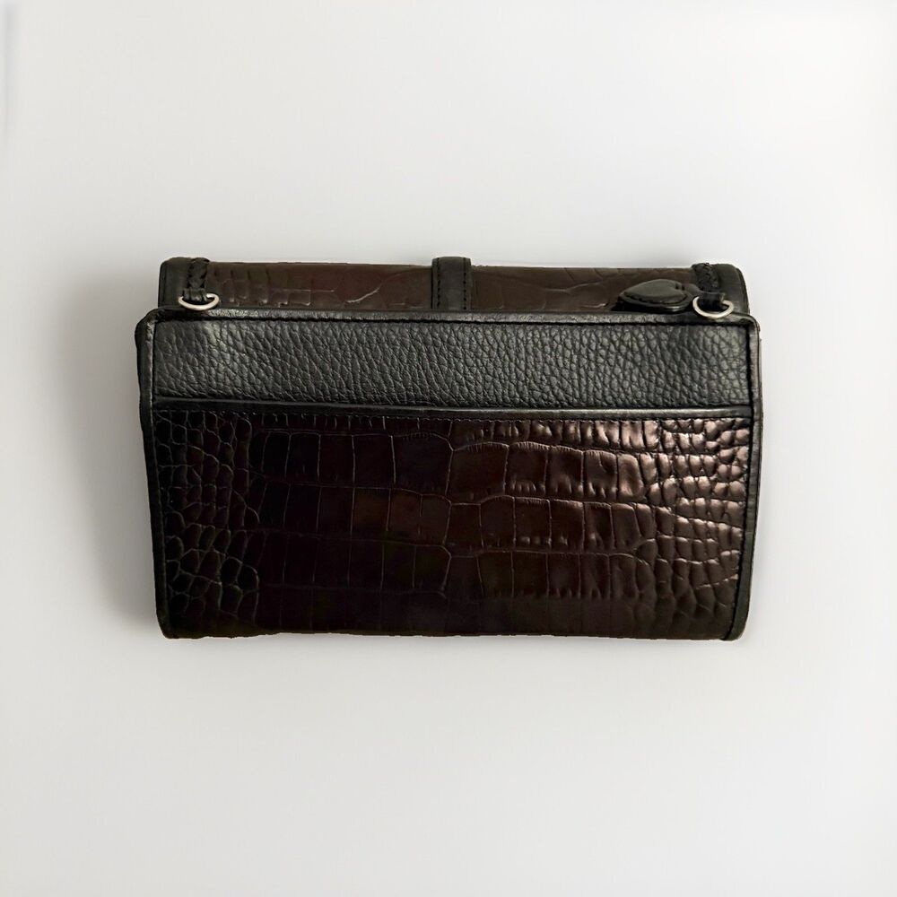 Brighton Brown Small Crossbody Bag Purse Wallet Trifold Organizer Embossed - Picture 7 of 14